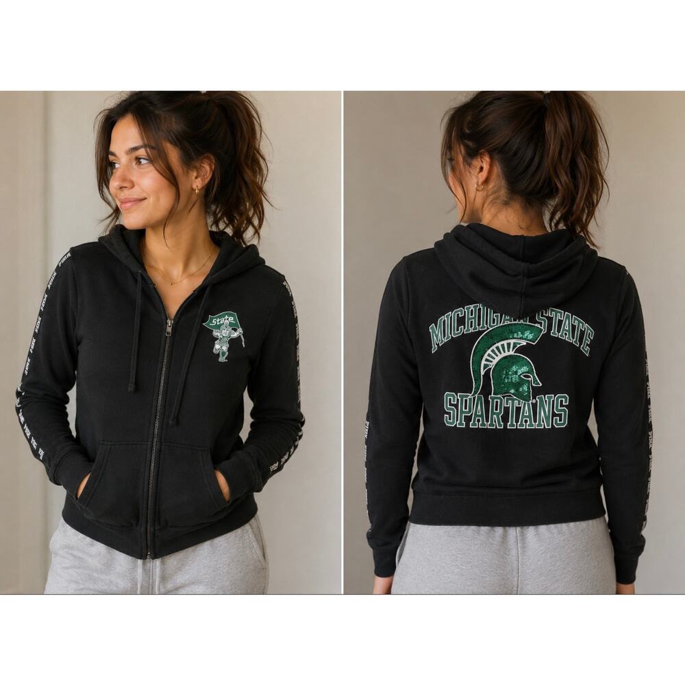 PINK Victoria’s Secret Michigan State Spartans Hoodie XS Black